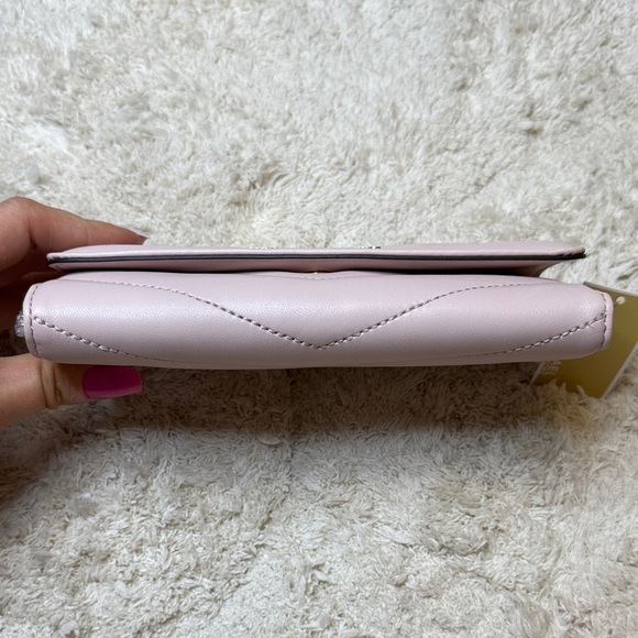 NWT Michael Kors Powder Blush Quilted Large Trifold Wallet - Picture 2 of 8